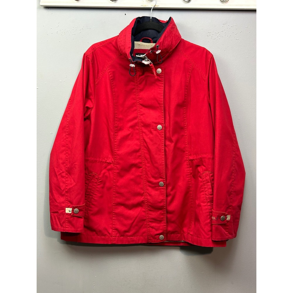 Weather Tamer Women Red Collared Snap Button Utility Jacket Size Medium‎